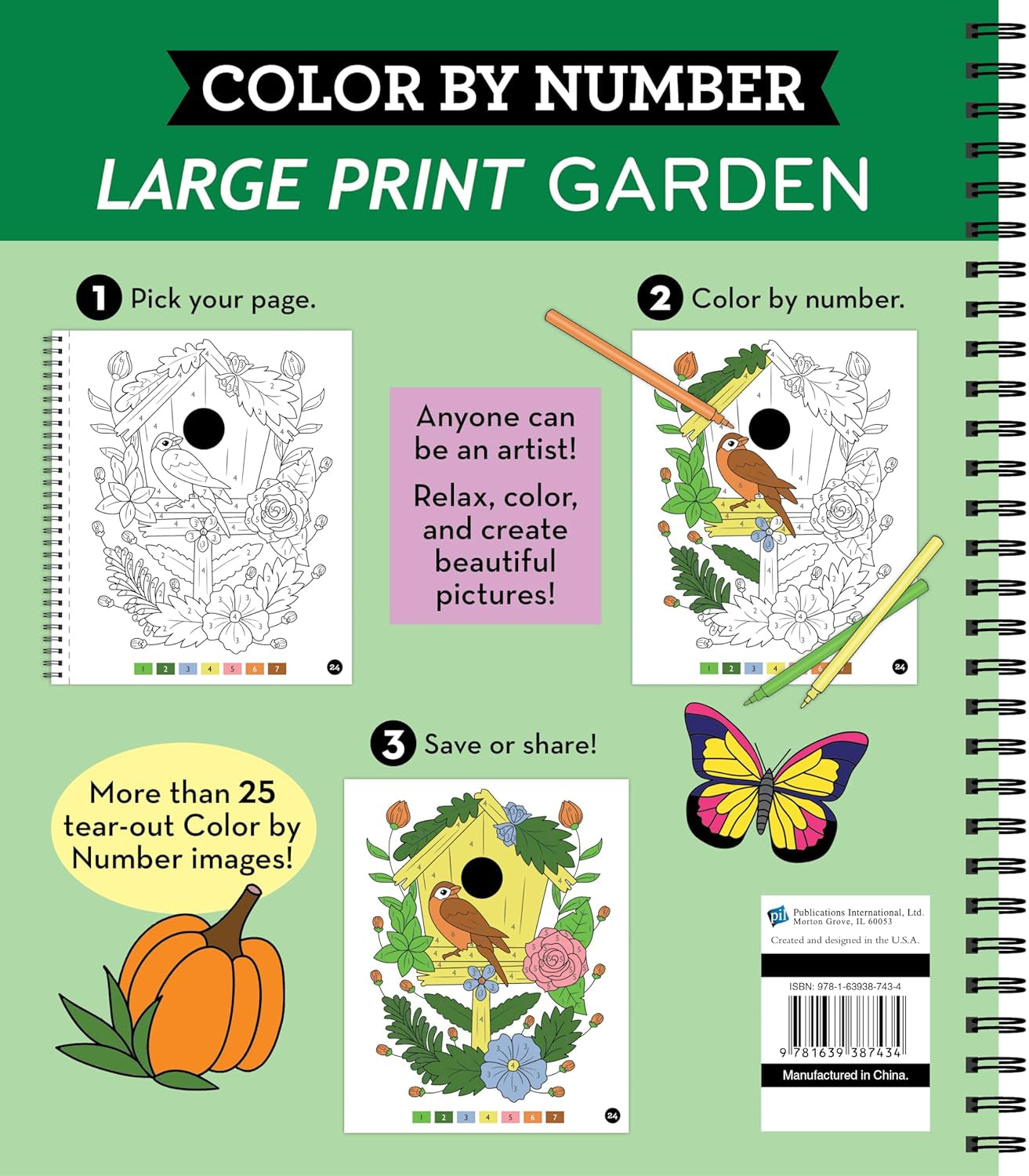 Brain Games - Color by Number - Large Print: Garden