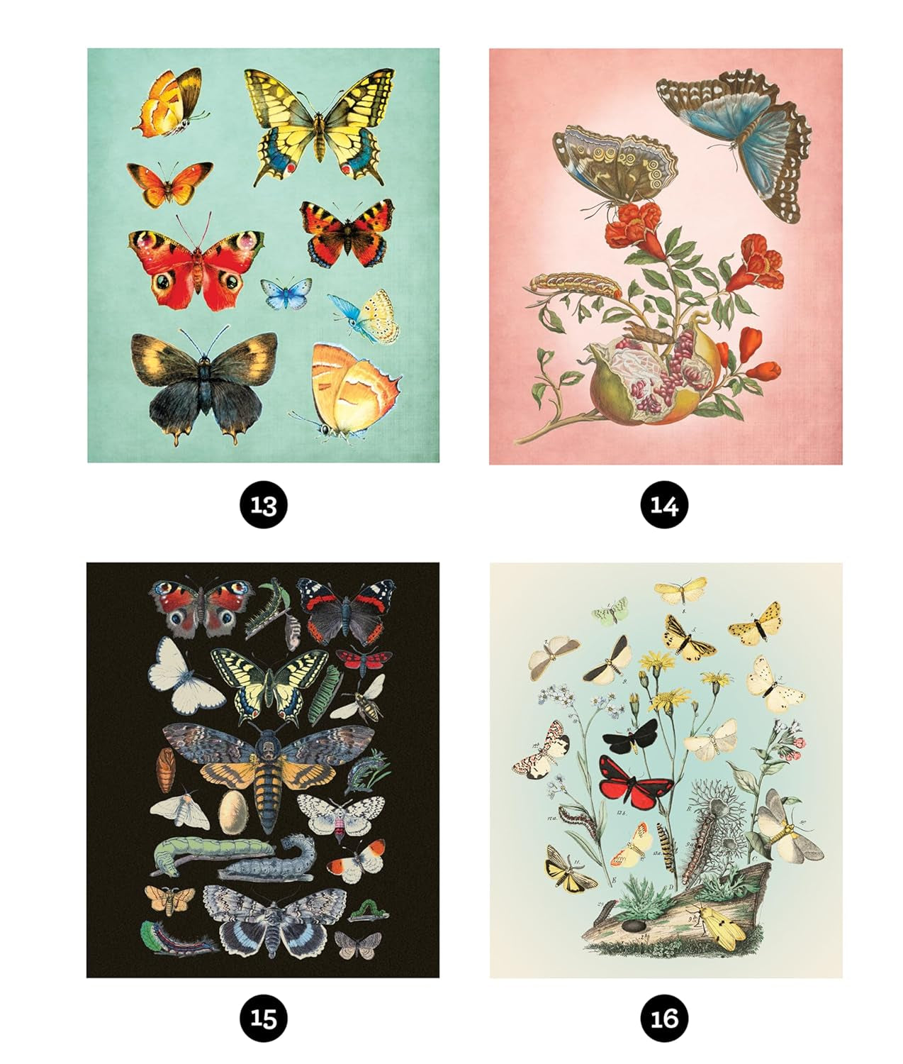 Brain Games - Sticker by Number - Vintage: Butterflies (28 Images to Sticker)