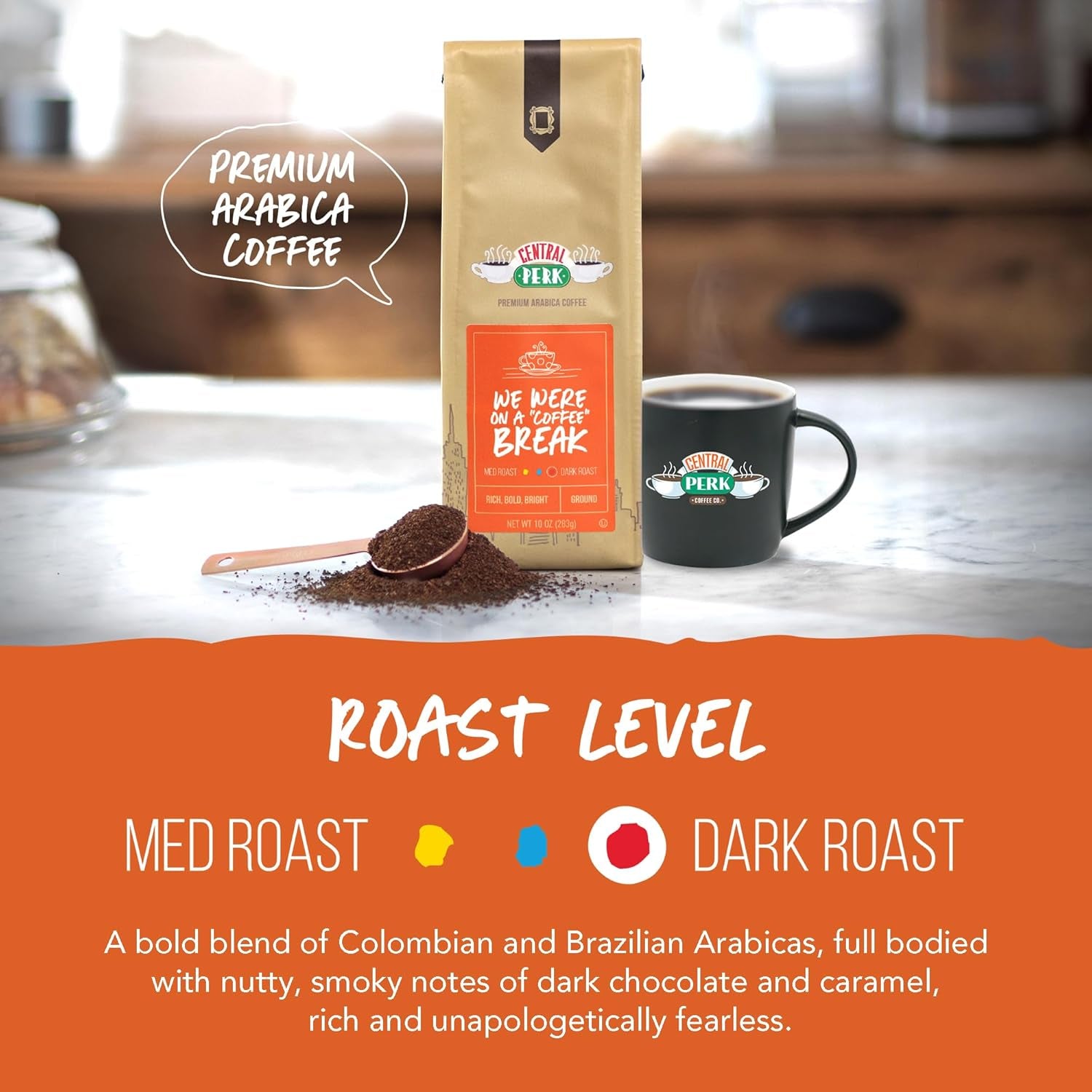 We Were on a Coffee Break Dark Roast Ground Coffee - Bold 100% Arabica Blend with Nutty, Smoky, Dark Chocolate & Caramel Flavors, 10Oz Bag