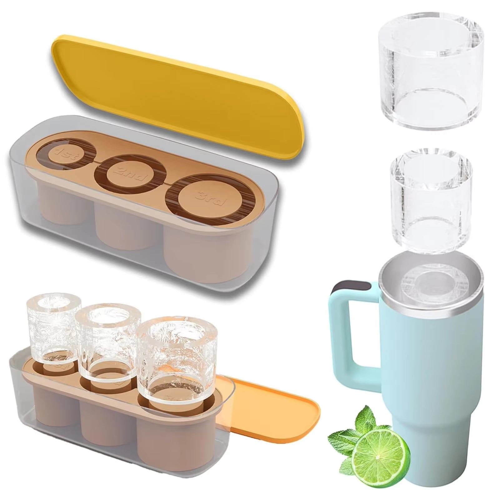 Tumbler Ice Cube Tray with Lid – Silicone Ice Mold for 30oz & 40oz Cups