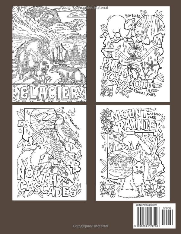 National Park Coloring Book: An Adult Coloring Pages of National Parks From Around the Country with Country Scenes, Animals, Camping, and Relaxation
