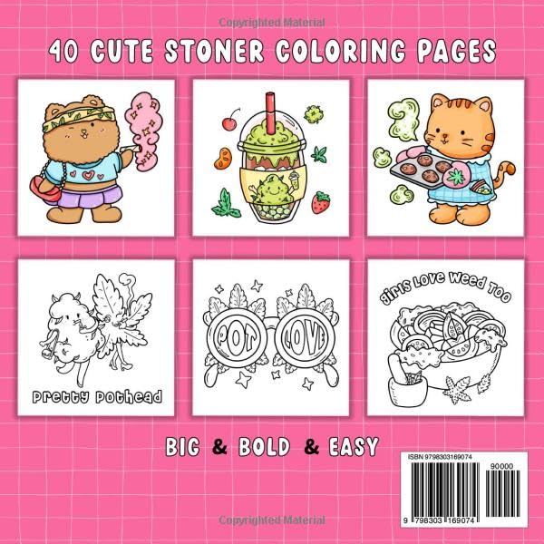Stoner Cutie: Cute and Simple Stoner Coloring Book for Adults Featuring 40 Trippy Animal Characters and Psychedelic Stoner-Themed Designs for Relaxation and Stress Relief