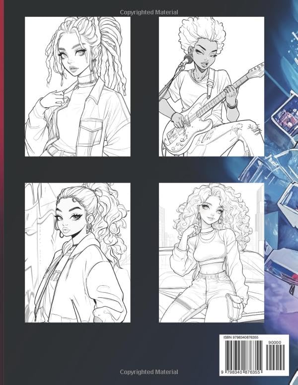 Anime Girls: Black Girls Edition Coloring Book: A Unique Coloring Journey for Teens and Adults. Relax with Fashionable, Fun, and Diverse Characters