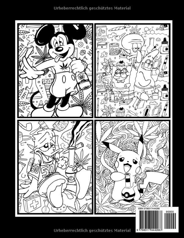 Stoner Coloring Book: 55+ Retro-Inspired Psychedelic & Trippy Coloring Pages for Stress Relief and Relaxation, The Ideal Gift for Weed Lovers and Cartoon Enthusiasts (German Edition)