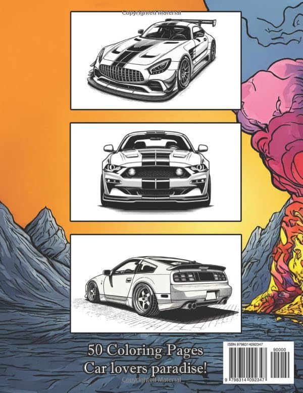Fast Cars Coloring Book: Ultimate Sport Car Illustrations, Supercars, Muscle Cars, JDM & More – Perfect for Kids, Teens & Adults!