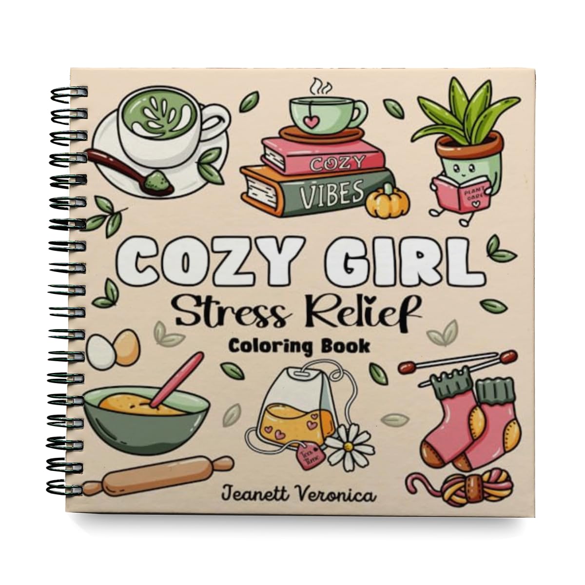 cozy girl stress relief bold and easy coloring book for adults teens simple illustrations featuring flowers food animals cute objects and much more cozy girl series