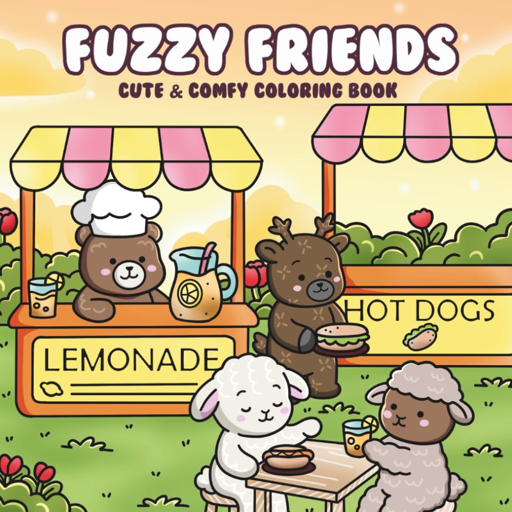 Fuzzy Friends: Super Cute Coloring Book for Adults and Teens Featuring Adorable Animals Characters