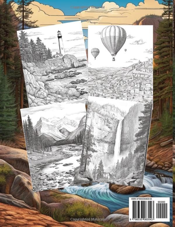 National Parks Coloring Book: Relaxing Nature Landscapes and Scenic Wonders Featuring Majestic Landscapes Serene Scenes and Iconic Landmarks for Adults and Teens