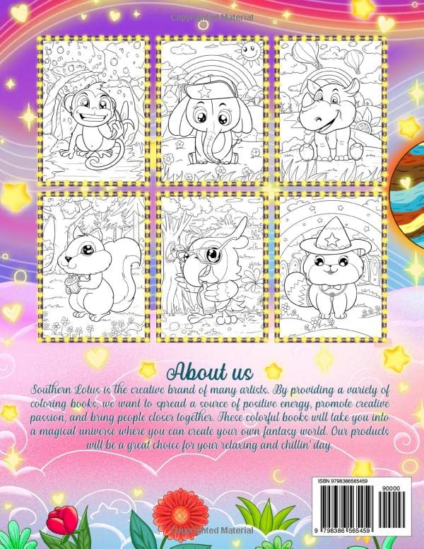 Chibi Animals Coloring Book: Cute Illustrations With Adorable Pages To Color And Express Creativity, Fun And Easy Graphic Painting Papers For Adults Women Girls Kids Animal Lovers