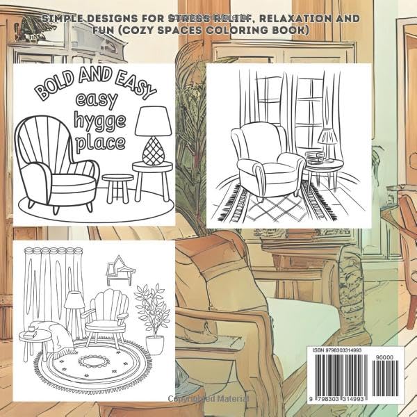 Hygge Places: Cute and Easy Coloring Book for Adults, Teens or Kids, Simple Designs for Stress Relief