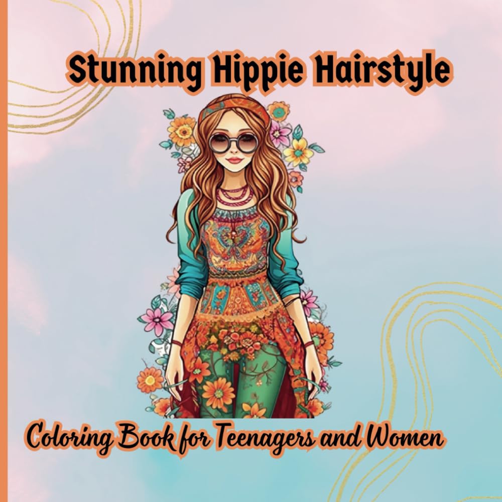 Stunning Boho- Hippie Hairstyle: Coloring Book for Teenagers and Women