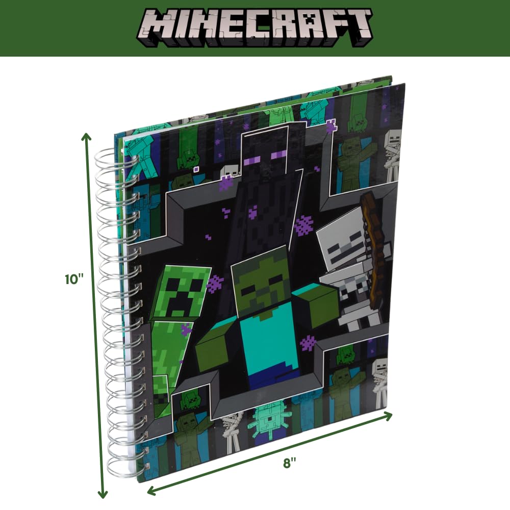 Minecraft Sketchbook Set, 5 Washable Markers, Spiral Bound, 86 Blank Pages