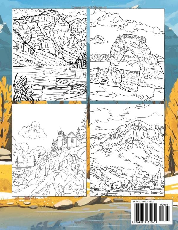National Parks Coloring Book: The Beauty Of Nature Coloring Pages With Amazing Illustrations Unleash Creativity Energy Gift Idea For All Ages Fun And Relaxation