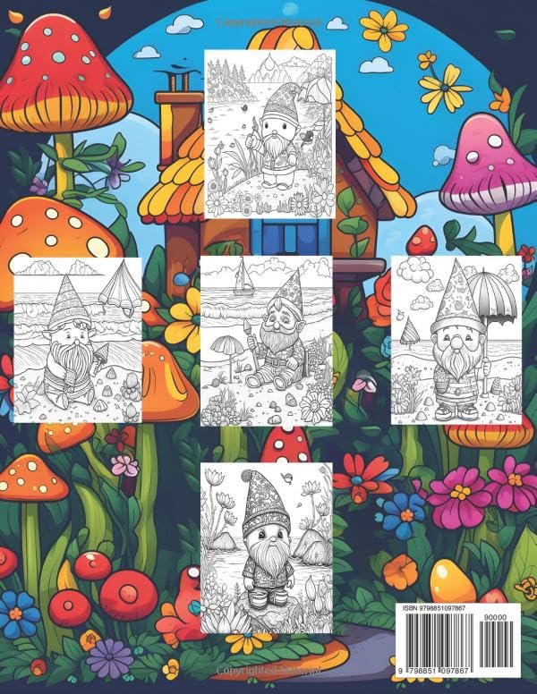 Gnome Coloring Book For Kids: Gnomes In Summer Coloring book, Great Gift Idea Kids