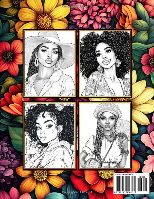 Black Women Coloring Book: 50 Coloring Pages of Beautiful Black African American Women for Adults