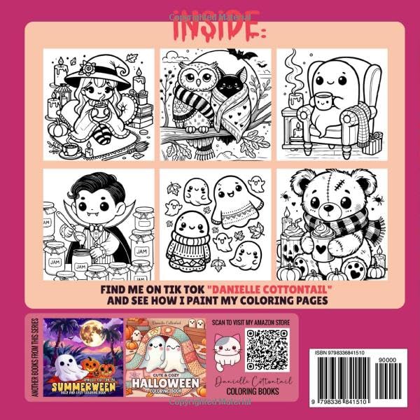 Hygge Halloween Cozy Coloring Book: 50 Bold & Easy Cute Images with Spooky, Comfy, and Fuzzy Autumn Vibes for Kids and Adults (Spooky Coloring Books)