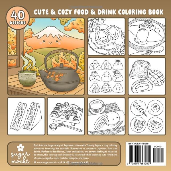 Yummy Japan: Cute and Cozy Coloring Book Featuring Delicious Japanese Food and Drinks