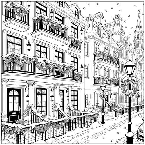 Holiday Homes Adult Coloring Book: Festive Cozy Houses for Yuletide and Winter Holidays