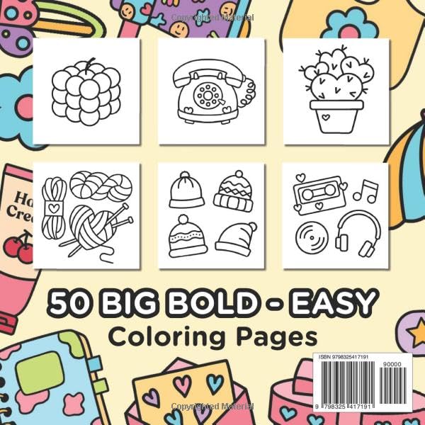 Cute & Groovy: Bold and Easy Coloring Book for Adults and Kids, Simple and Big Designs for Relaxation Featuring Lovely Things