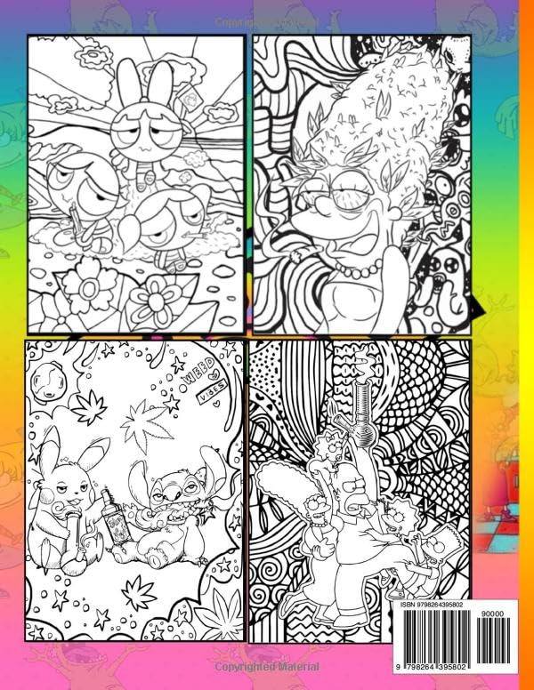 90's Cartoōn Stoner Coloring Book: High Quality Weed Coloring Pages for Adults | Trippy & Psychedelic Designs for Stress Relief and Relaxation