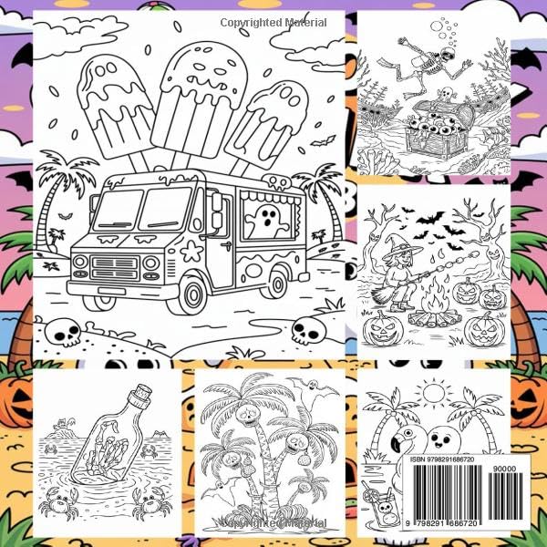 Cute Spooky Summer Coloring Book: Adorable Ghosts, Spooky Sunscreens and Beachy Monsters, Perfect for Kids and Teens Who Love Summer and Halloween Vibes Year-Round