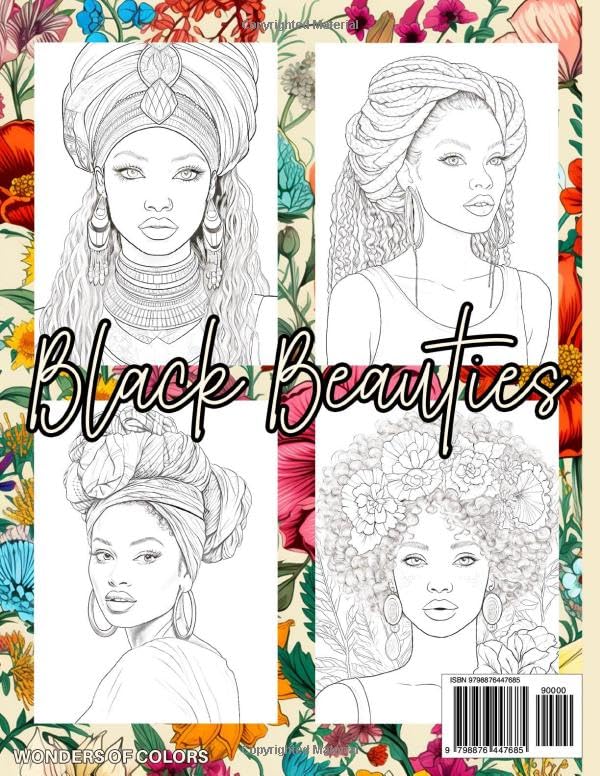 Black Women Coloring Book: 40 Coloring Pages of Black Beauties For Adults