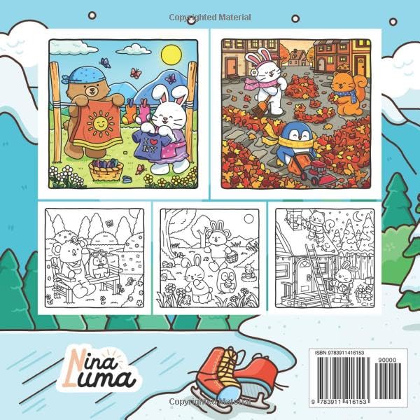 Snuggly Friends - Cozy Seasons: Cozy & Comfy Coloring Book for Adults and Teens with Cute and Fuzzy Animal Friends, Spring Summer Fall Winter Scenes, ... Music (Snuggly Friends Coloring Series)