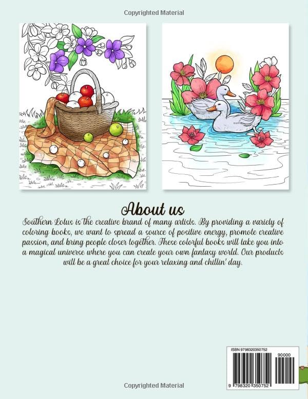 Spring Moments: Coloring Book With Relaxing Drawings of Cute Animals, Beautiful Flowers, and More to Color and Provide Relaxation and Creativity, Easy and Bold Illustrations for Adults and Teens