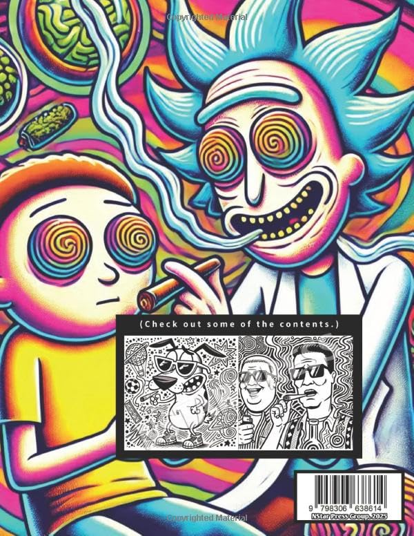 Stoner Coloring Book: 30 Mind-Bending Psychedelic Designs A Fun and Mindful Gift for Weed Lovers and Retro Cartoon Fans – Relaxing Zendoodles, and Endless Creative Vibes!
