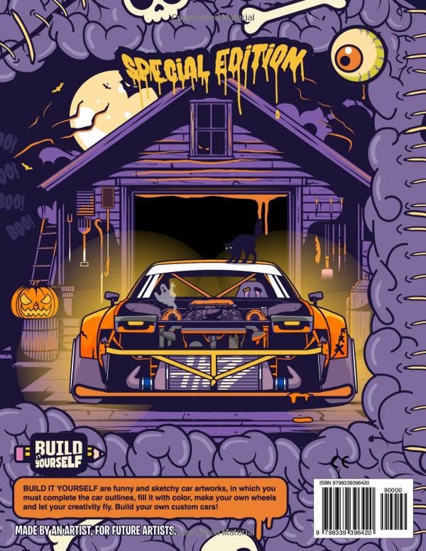 Spooky Drift (Special Edition) Coloring Book: Fun automotive adventure with 40 scary cars coloring pages for kids & teens Ages 6-18
