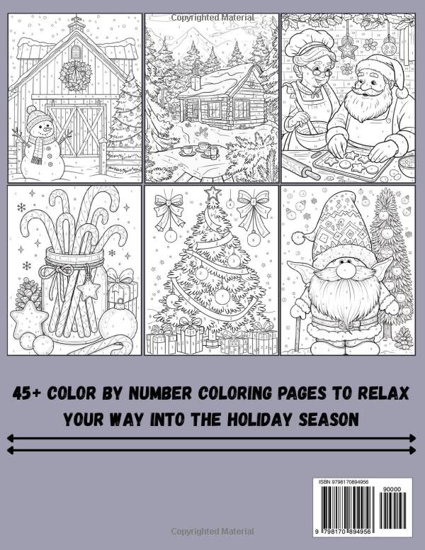 Country Christmas Color By Number Adult Coloring Book: Large Print Christmas Color By Number Book with Festive Designs, Holiday Favorites & Relaxing Winter-Themed Pages