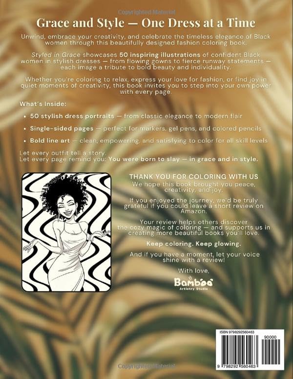 Styled in Grace – A Fashion Coloring Book of Black Women in Dresses: 50 Elegant Fashion Illustrations of Black Women in Stylish Dresses for Relaxation and Creativity (Graceful Women Series)