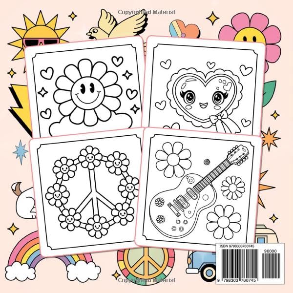 Color It Big Cute Groovy Retro Coloring Book: Kids and Adults