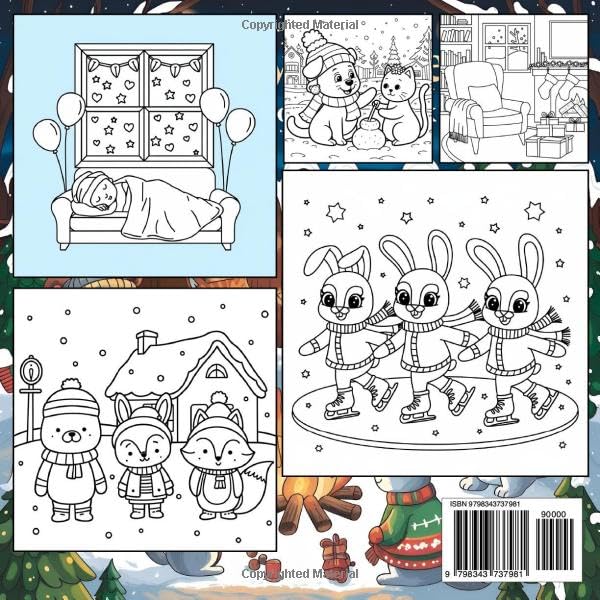 Fuzzy Hygge: Cozy and Comfy Coloring Book for Adults & Teens Featuring Cozy Holiday Winter Scenes with Adorable Animals Characters