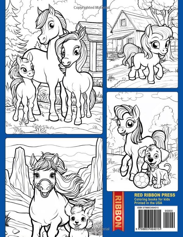 Cute Baby Horses Coloring Book for Kids