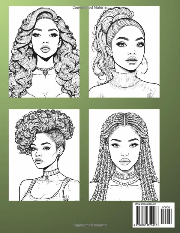 Black Women Coloring Book: 50 Beautiful Portraits of Black Women with Natural Hairstyles and Bold Features – Perfect for Adults and Teens