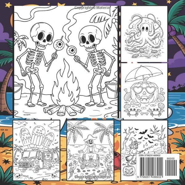 Cute Spooky Summer Coloring Book: Adorable Ghosts, Spooky Sunscreens and Beachy Monsters, Perfect for Kids and Teens Who Love Summer and Halloween Vibes Year-Round