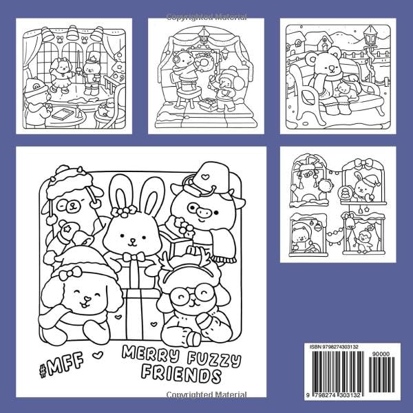 Fuzzy Christmas Coloring Book: Hygge Coloring Pages Featuring Cute Animal Characters in Cozy Holiday Scenes, Sweet Festive Moments for Kids & Adults Creativity