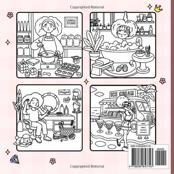 Black Girl Moments: Cozy and Cute Coloring Book for Adults and Teens – African American Women Coloring Pages with Fashion, Natural Hair, Self-Care & Bold Designs