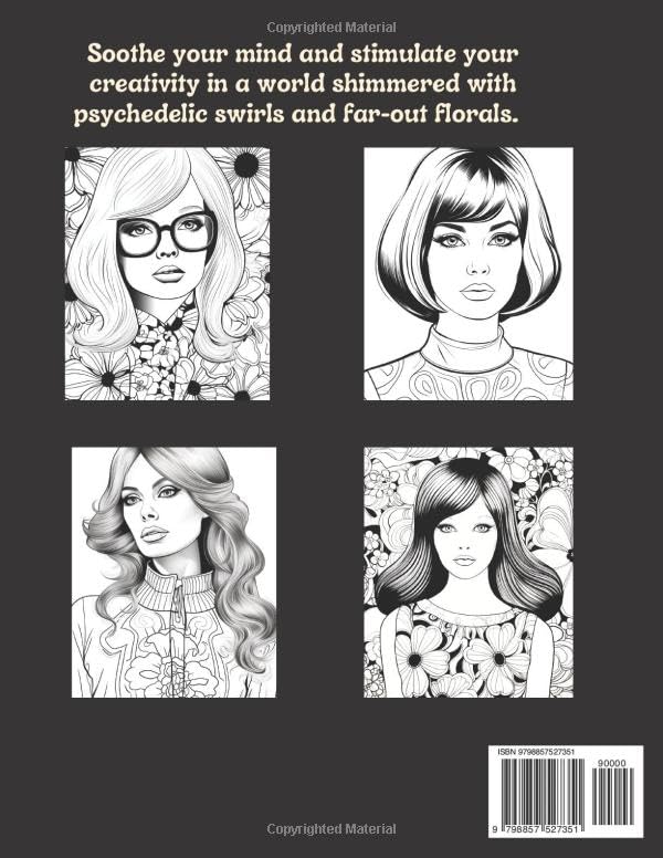 Retro Radiance: Coloring the faces of the 70's: Coloring Book for teens and adults