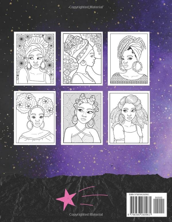 Black Girl Coloring Book For Adults: African American Women Portraits