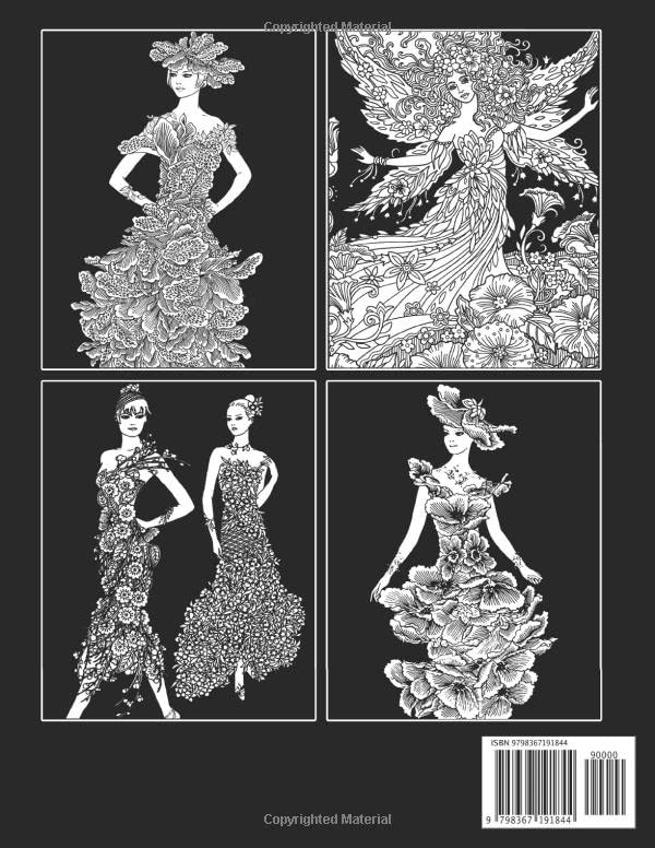 Midnight Flower Fashion Coloring Book: Beautiful Style Premium Quality Coloring Pages With Black Edition With Incredible Illustrations | Beautiful Gifts For Adults And Best Idea For Teens