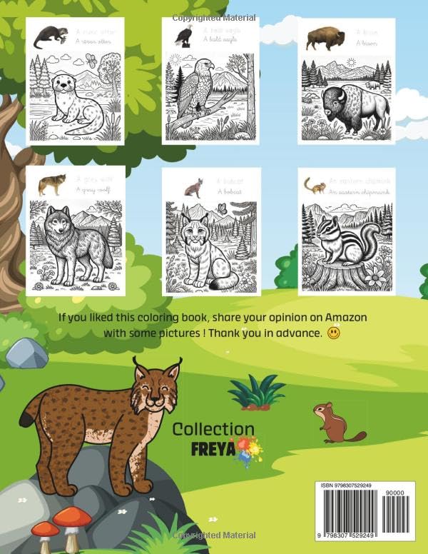 The animals of Yellowstone - Educational coloring book - From 6 years old: Learn to write words (Educational Coloring Books - Collection Freya)
