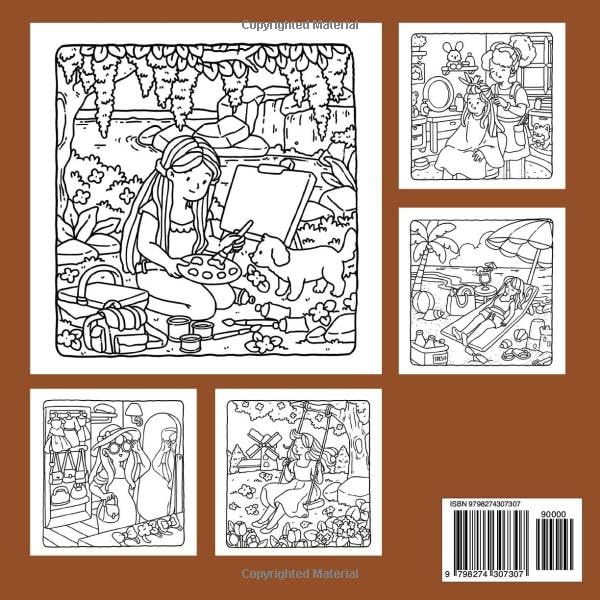 Hygge Girl Coloring Book: Self-Care Coloring Pages with Cute Daily Activities, Cozy Feminine Spaces, and Comfy Moments for Relaxation and Stress Relief