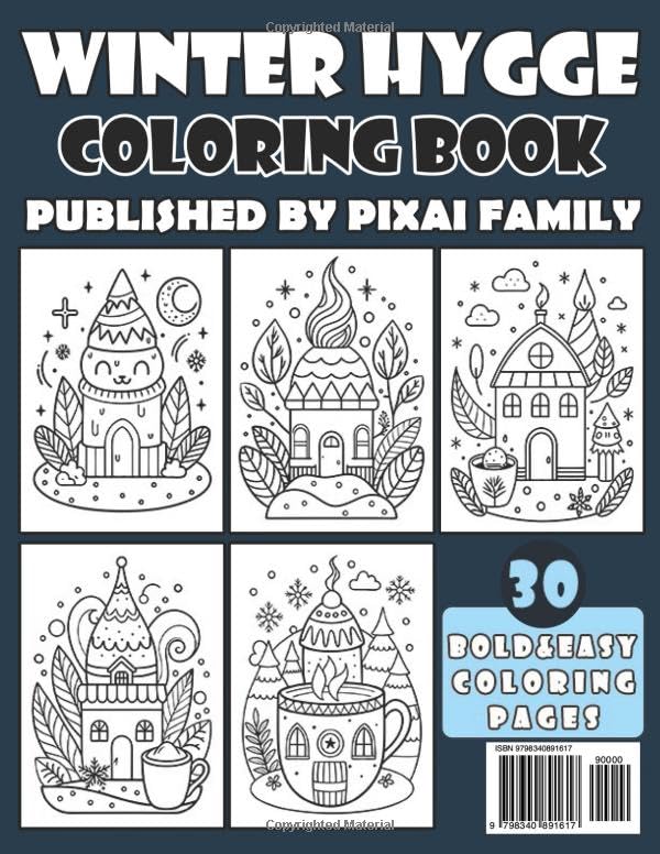 Winter Hygge Coloring Book | Bold and Easy Hygge Coloring Pages: 70 Pages - 8.5" x 11" - For Hygge Lifestyle Lovers
