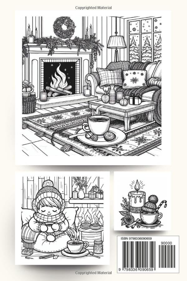 Cozy Spaces - Bold & Easy: Coloring Book for Adults & Teens & Kids showcasing Comfy Hygge Places with Simple and Easy Designs for Relaxation (COZY FRIENDS & ANIMALS)