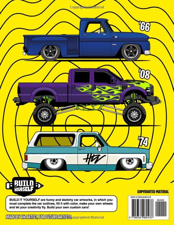 Insane Trucks Coloring Book: Fun pickups trucks adventure with 60 coloring pages for kids & teens Ages 6-18