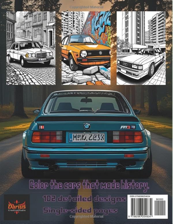 German Retro Cars Coloring Book: Featuring 50 Classic German Car Illustrations | 102 Single-Sided, No-Bleed Pages | Ideal for Teens and Adults (Ages 12+) (Car Coloring Books)