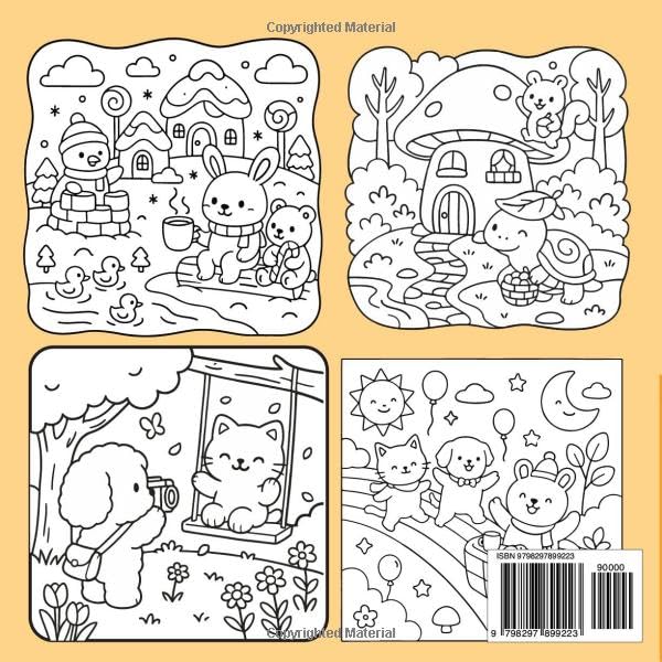 Fuzzy Chums: Super Cute Coloring Book