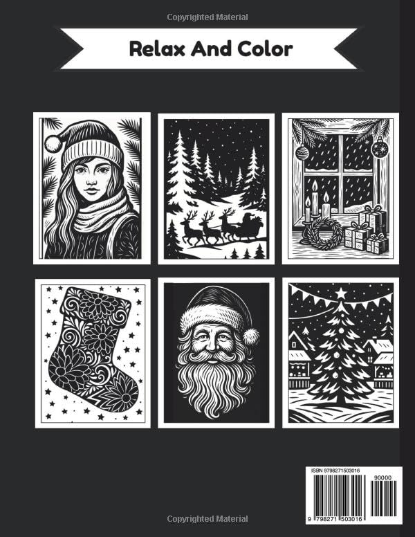 MONOCHROME CHRISTMAS: Peaceful Stress Relief Coloring Book For Teens, Adults And All Ages With Festive Snowy Christmas Arts to Color with One Black Pen (One Pen One Color Book)
